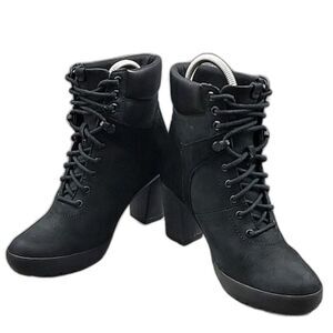 Timberland Women's 6.5 Camdale Field High Heel Boot Black Nubuck Suede